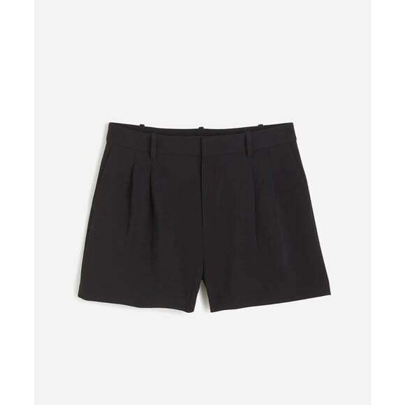 Madewell Easy Pleated Trouser Shorts Crepe Jet Black Relaxed Classic US 4 NWT - Picture 5 of 13